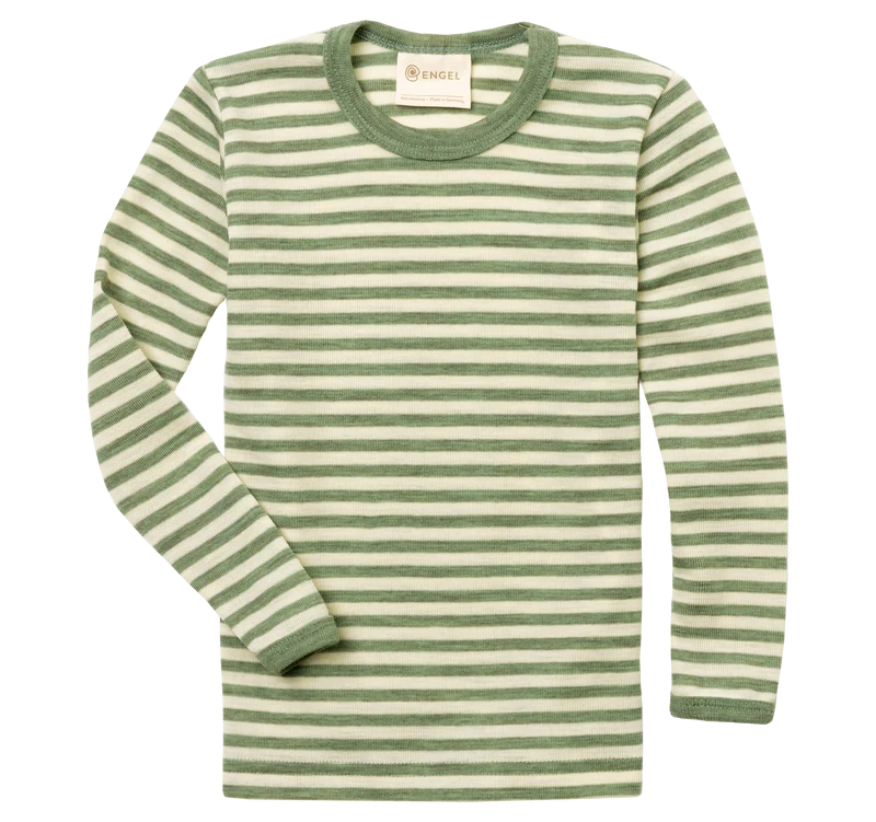 Engel - langærmet bluse - uld - grøn/natur