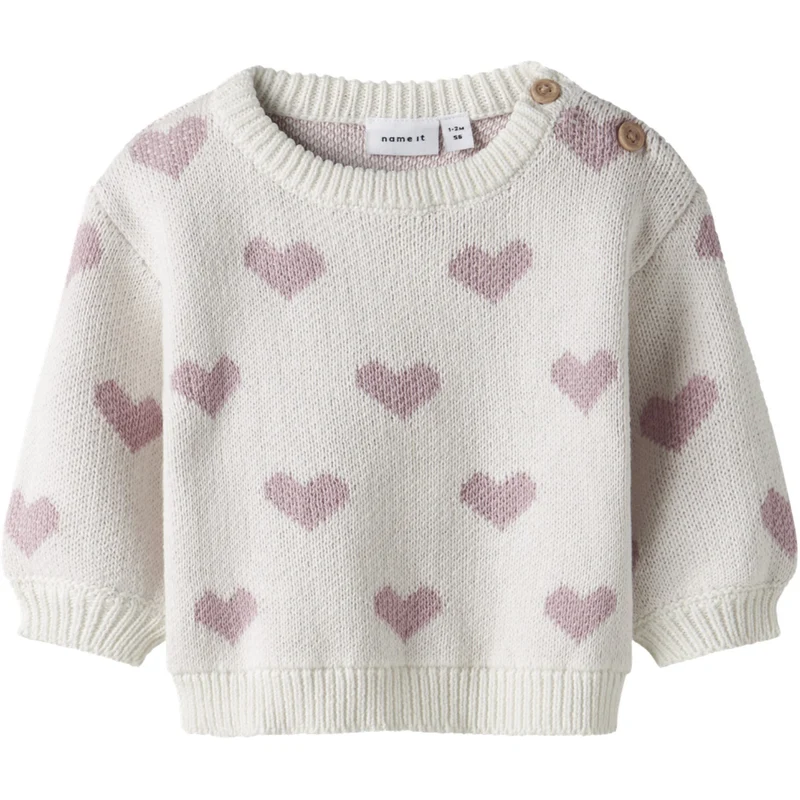 Name It Cloud Dancer Keepsake Lilac Heart Nbfoana Ls Strikk