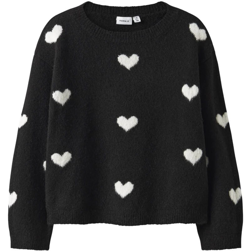 Name It Black Cloud Dancer Hearts Nkfona Ls Strikk