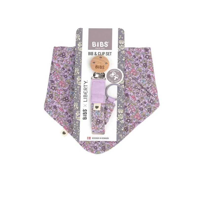BIBS Accessories - Bandana Bib and Pacifier Clip - Liberty - Chamomile Lawn/Violet Sky