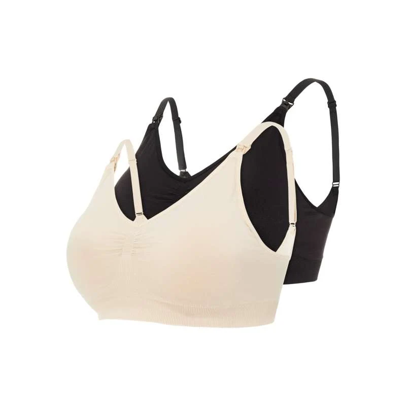 Mamalicious MLILJA Nursing Bra - 2-pack - Black/Mellow Buff