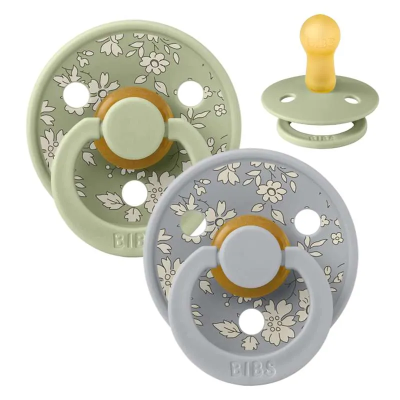 Bibs Round Colour Pacifier - 2-Pack - sz. 2 - natural rubber - Liberty - Capel/Sage Mix