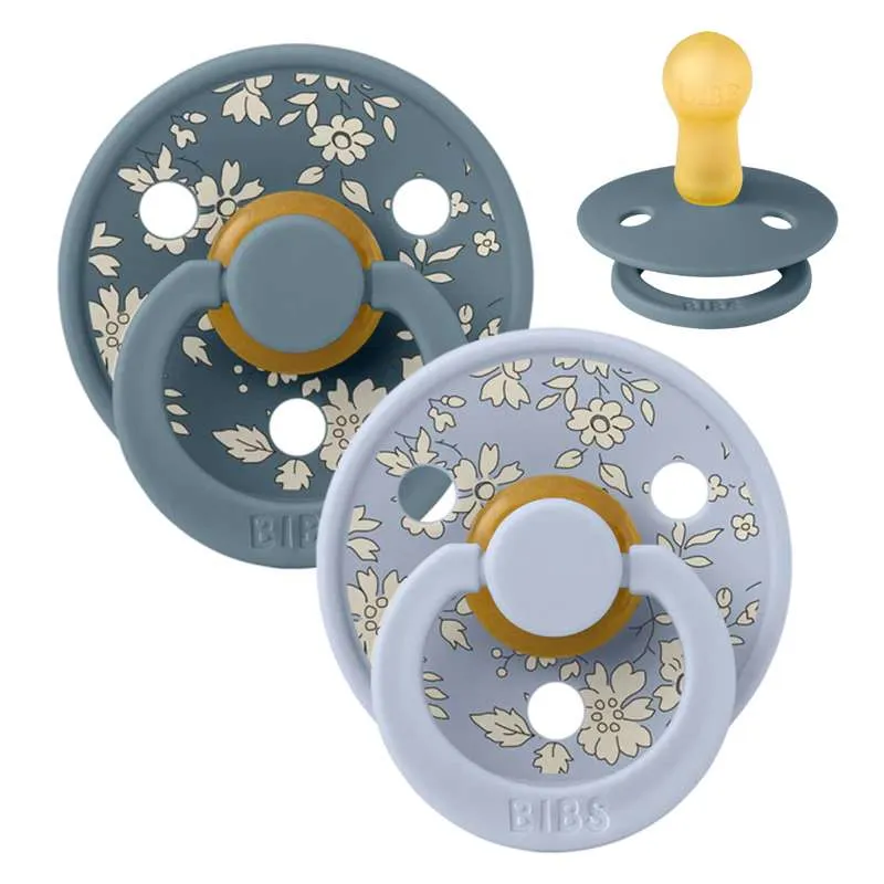 Bibs Round Colour Pacifier - 2-Pack - sz. 2 - natural rubber - Liberty - Capel/Dusty Blue Mix