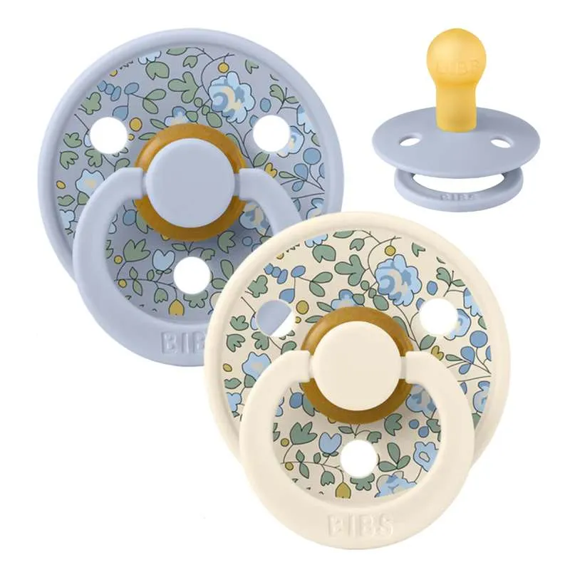 Bibs Round Colour Pacifier - 2-Pack - sz. 2 - natural rubber - Liberty - Eloise/Dusty Blue Mix