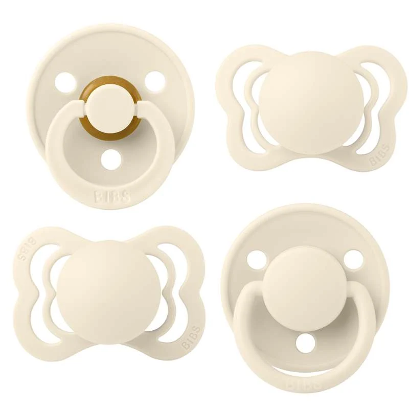 BIBS Try-It Collection - 4 Different Pacifiers - Size 2 - Ivory