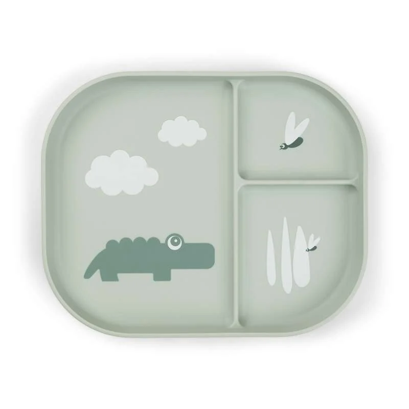 Done By Deer Foodie Remind Plate - Croco - Green