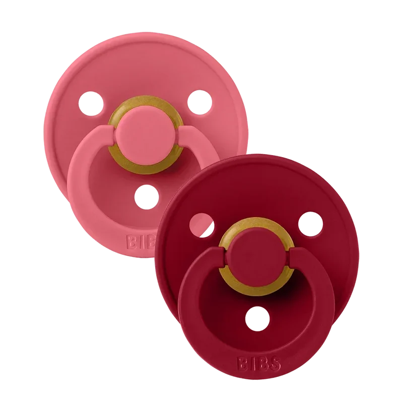 Colour Pacifiers 2 Pack - Coral/Ruby