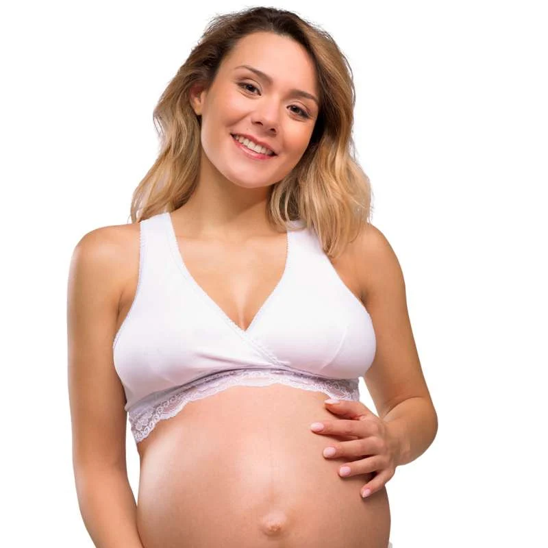 Carriwell New Mum Ekologisk crossover Amnings-bh - Spets - vit