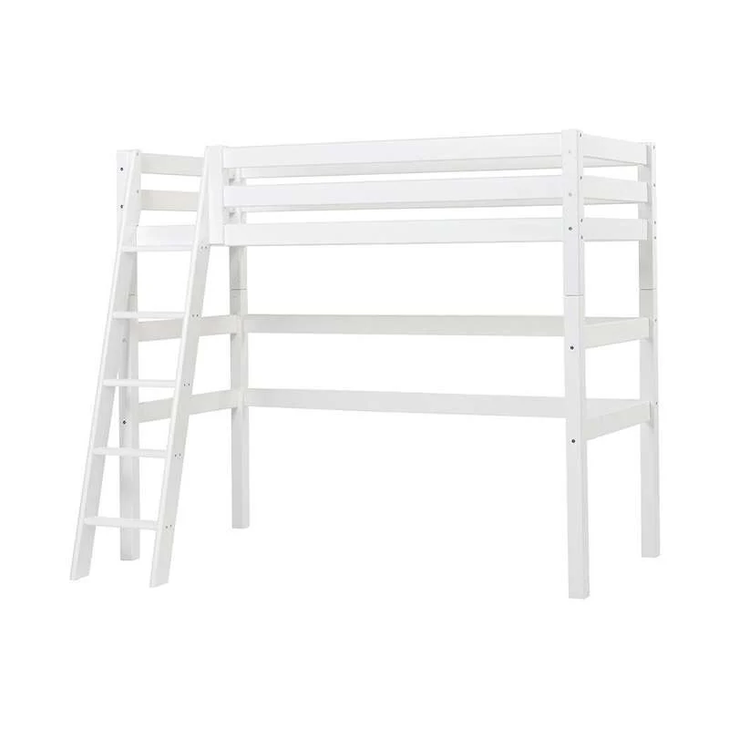 Hoppekids ECO Luxury - Loft bed - 90x200 cm. - Slanted Ladder - White