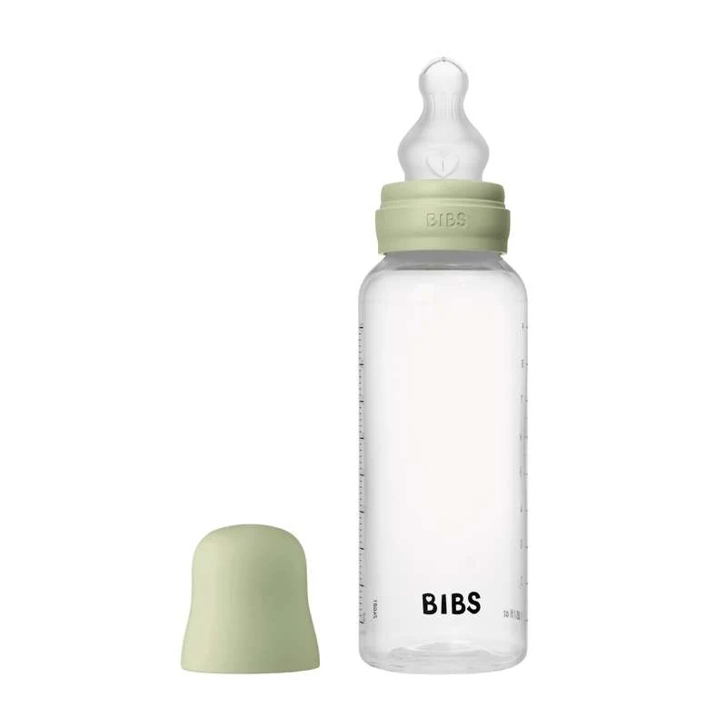 BIBS Bottle - Baby Bottle Set - Plastic - Silicone/Medium Flow/Round - 270ml - Sage