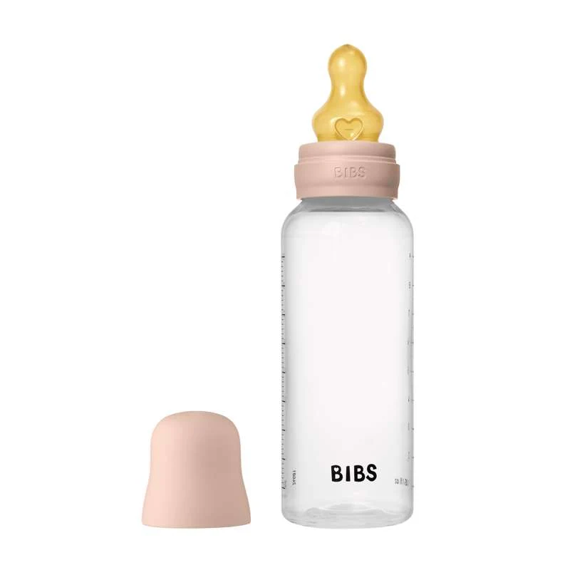 BIBS Bottle - nappflaskset - Plast - Naturgummi/Medium Flow/Rund - 270ml - Blush