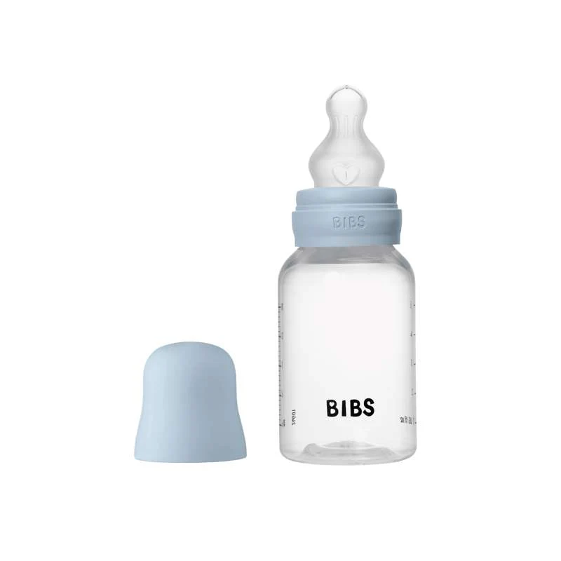 BIBS Bottle - nappflaskset - Plast - Silikon/Slow Flow/Rund - 150ml - Baby Blue