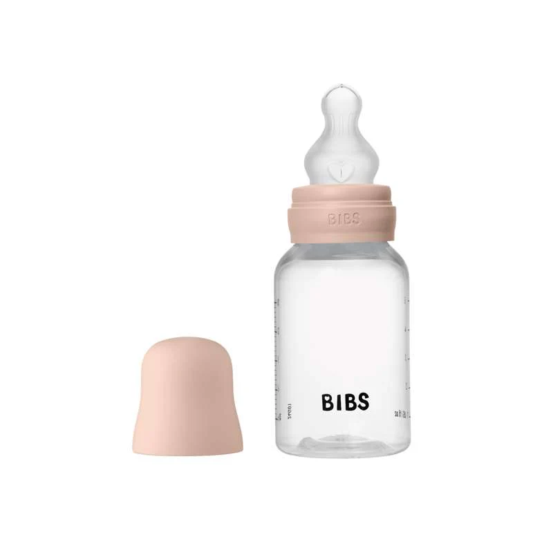 BIBS Bottle - Baby Bottle Set - Plastic - Silicone/Slow Flow/Round - 150ml - Blush