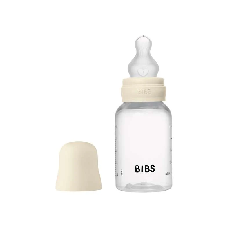 BIBS Bottle - Sutteflaskesæt - Plastik - Silikone/Slow Flow/Rund - 150ml - Ivory