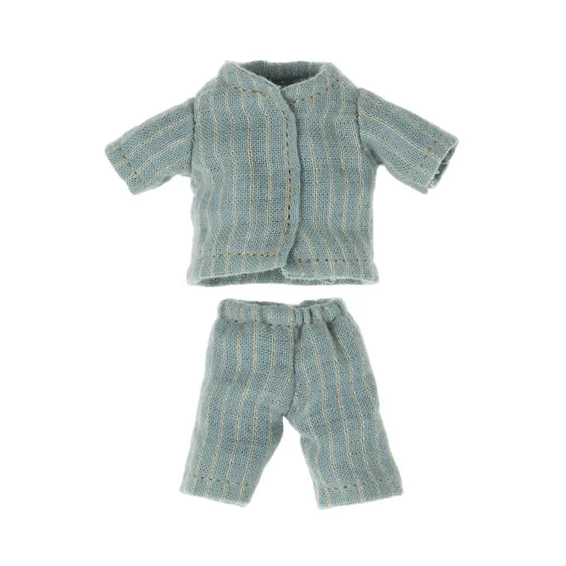 Maileg Kläder Till Storebror Mus - Blårandig Pyjamas