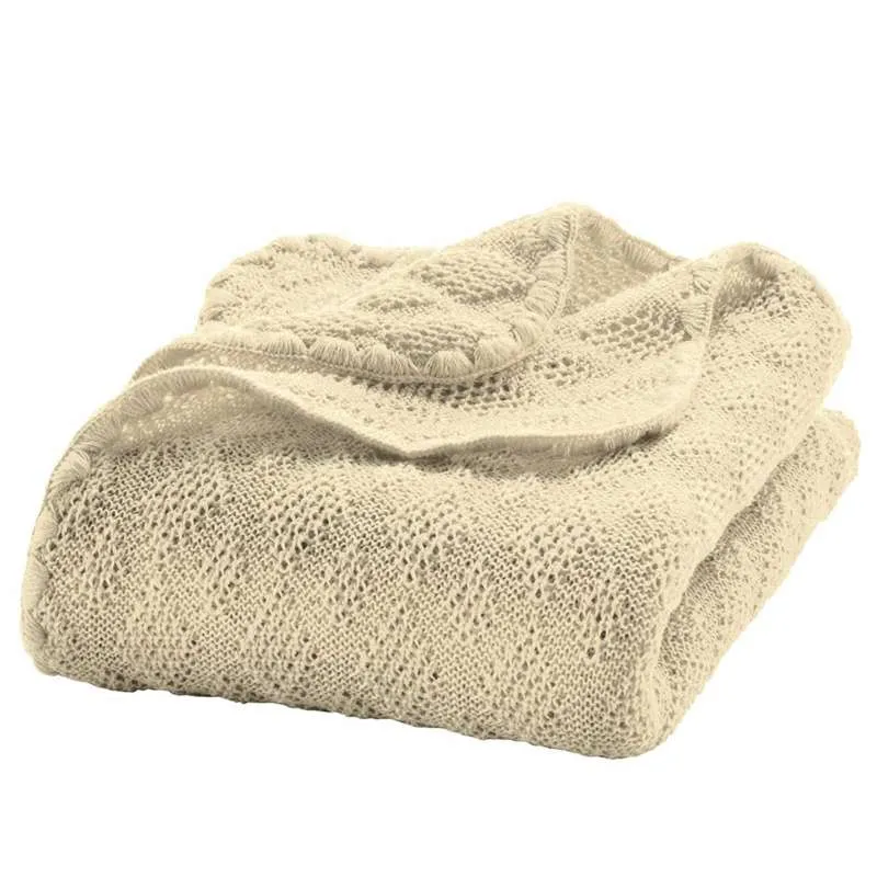 Disana Stickad Babyfilt - Merinoull - 80x100 cm. - Natural