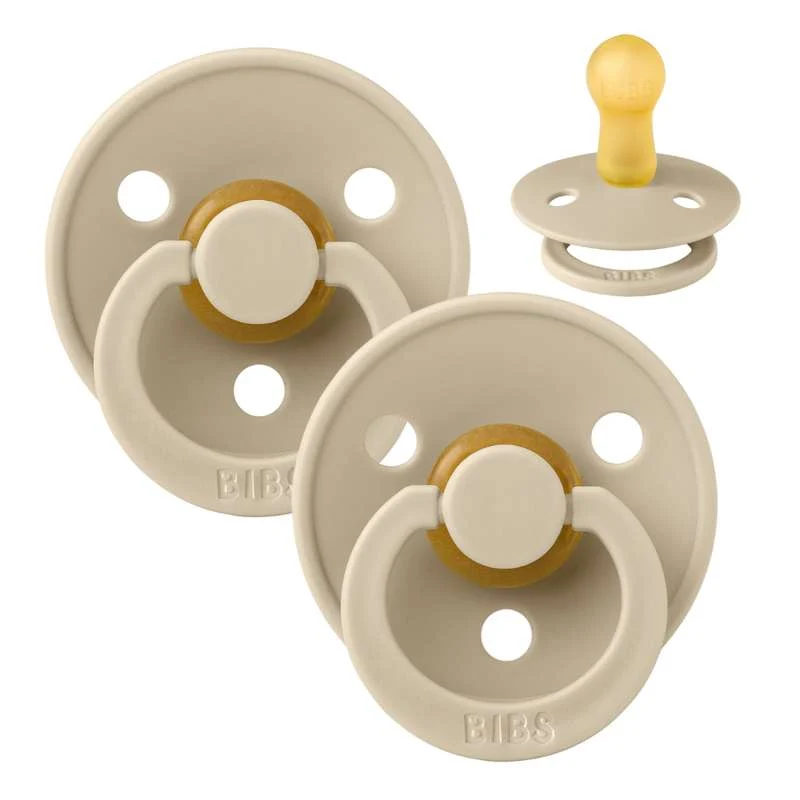 Bibs Round Colour Pacifier - 2-Pack - sz. 2 - natural rubber - Vanilla/Vanilla