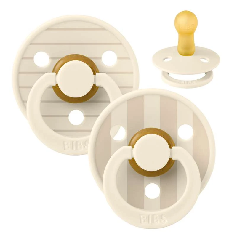 BIBS Rund Colour napp - 2-Pack - Str. 2 - Naturgummi - Pin Studio - Ivory/Vanilla