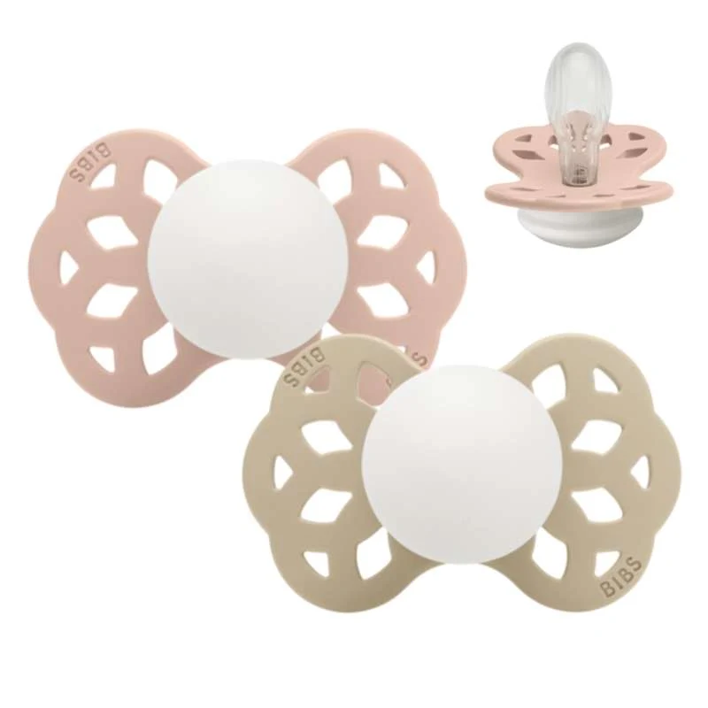 BIBS Symmetrisk Infinity Sut - 2-Pack - strl. 2 - Silikon - GLOW - Blush/Vanilj