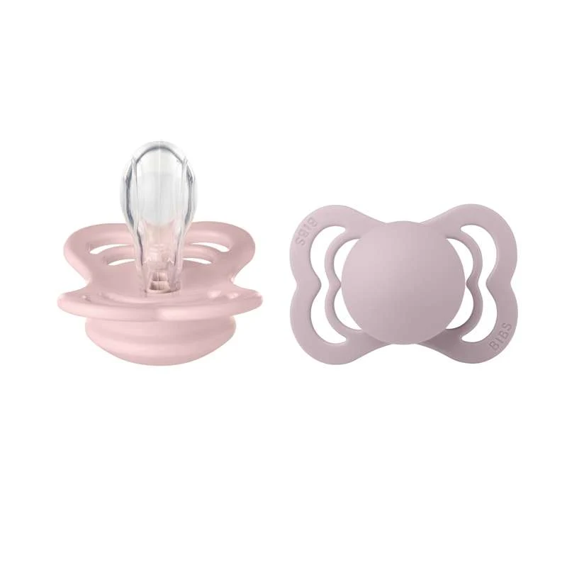 BIBS Symmetrical Supreme Pacifier - 2-Pack - Size 1 - Silicone - Blossom/Dusky Lilac