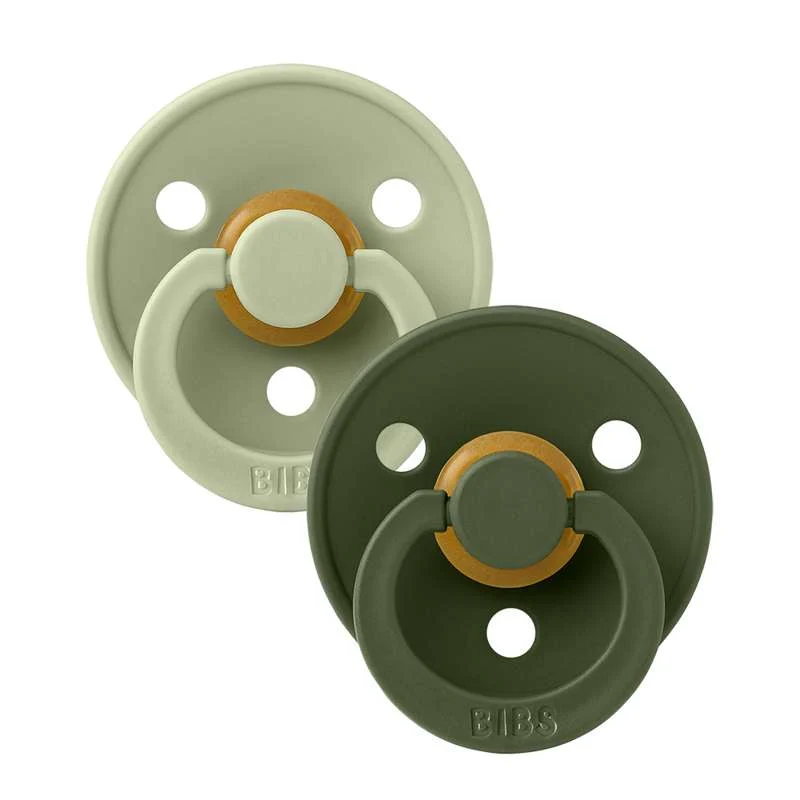 Bibs Anatomical Colour Pacifier - 2-Pack - sz. 2 - natural rubber - Sage/Hunter Green
