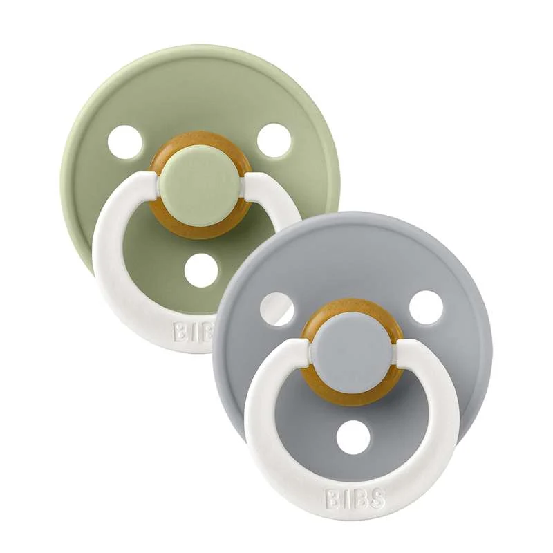 Bibs Anatomical Colour Pacifier - 2-Pack - sz. 1 - natural rubber - GLOW - Sage/Cloud