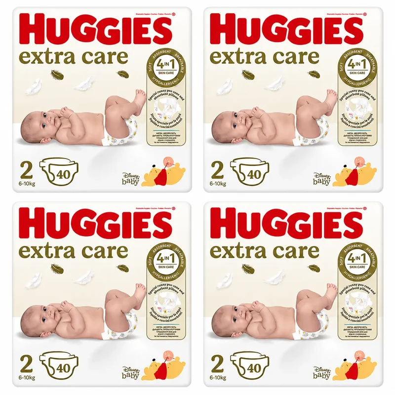 Huggies Extra Care Size 3 (6-10 Kg) Disney Baby Nappy, 40 pcs, pack 4