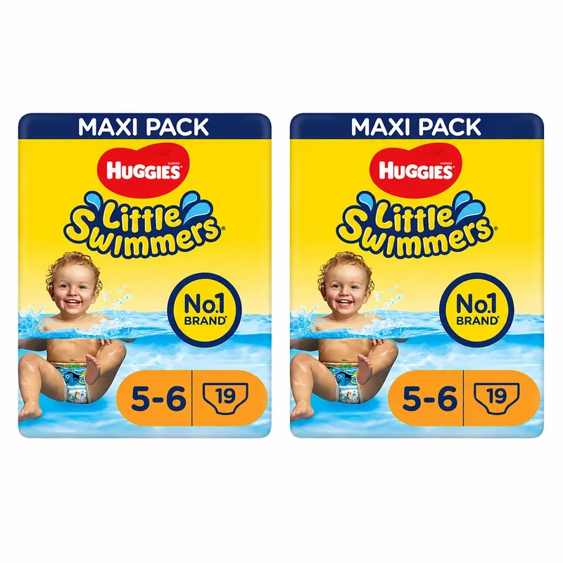 Huggies Little Swimmers Size 5-6 (12–18 kg), Swim Nappies, 19 pieces, pack of 2