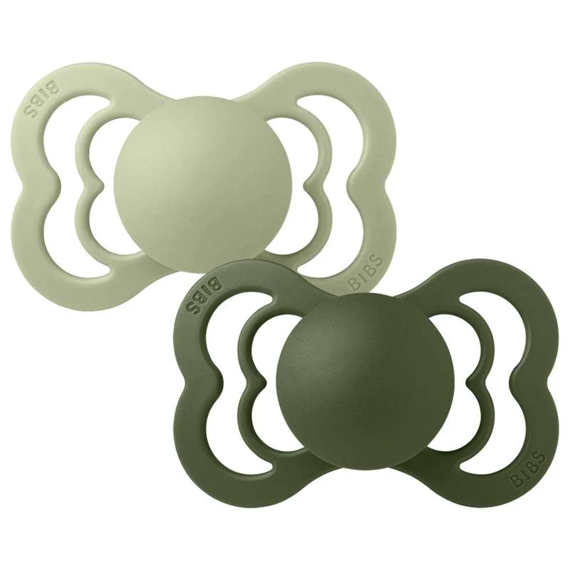 BIBS Symmetrisk Supreme Napp - 2-Pack - Str. 2 - Naturgummi - Sage/Hunter Green