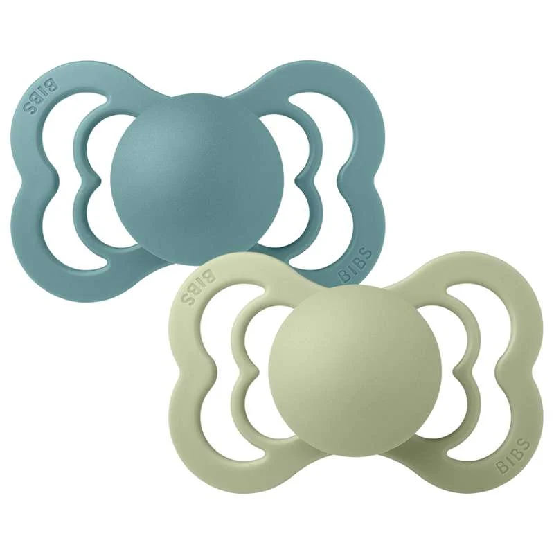 BIBS Symmetrisk Supreme Napp - 2-Pack - Str. 2 - Silikon - Island Sea/Sage