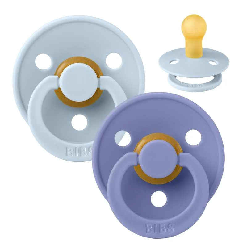 Bibs Round Colour Pacifier - 2-Pack - sz. 1 - natural rubber - Baby Blue/Peri