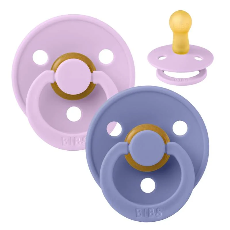 Bibs Rund Colour Napp - 2-Pack - strl. 2 - naturgummi - Lila Himmel/Peri