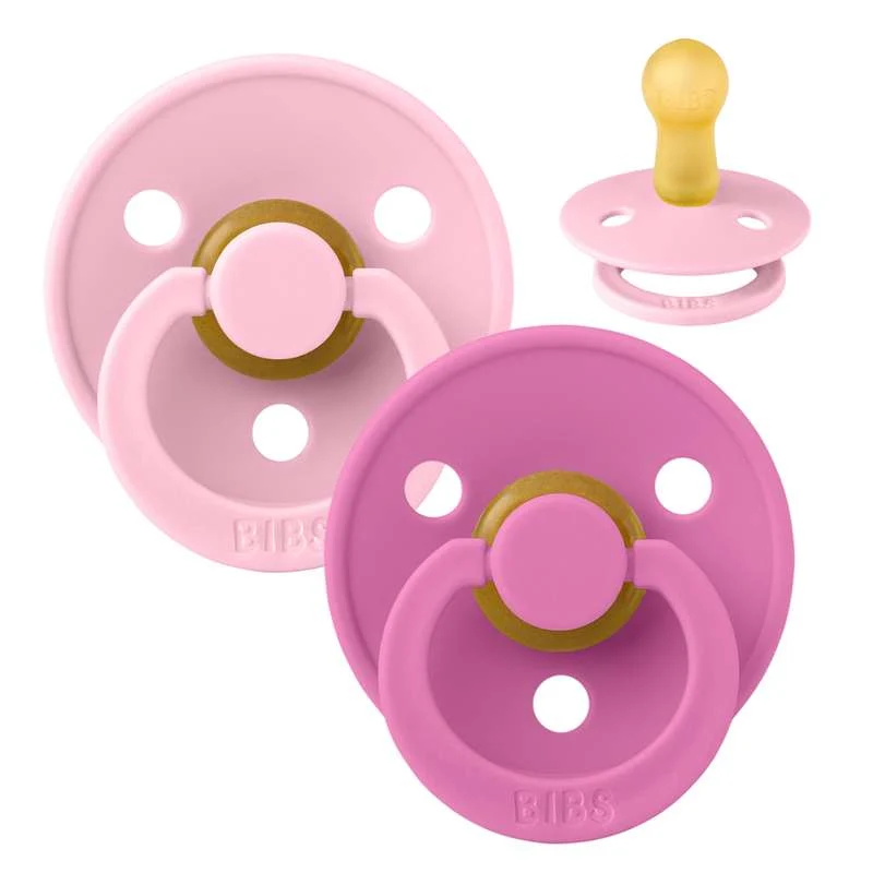 Bibs Round Colour Pacifier - 2-Pack - sz. 2 - natural rubber - Baby Pink/Bubblegum