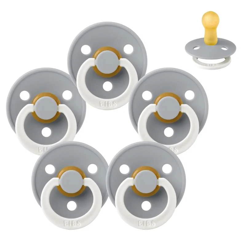 Bibs Round Colour Pacifier - bundle - 5 pcs. - sz. 2 - GLOW - Cloud