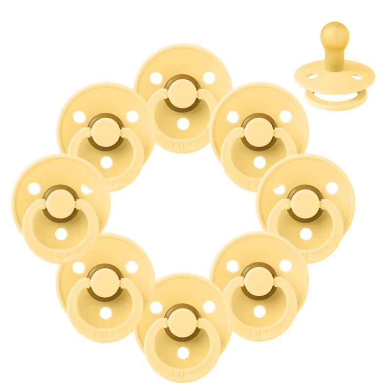 Bibs Round Colour Pacifier - bundle - 8 pcs. - sz. 1 - Pale Butter