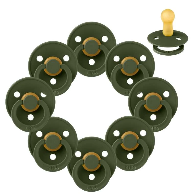 Bibs Rund Colour Napp - bundle - 8 st. - strl. 2 - Jägaregrön