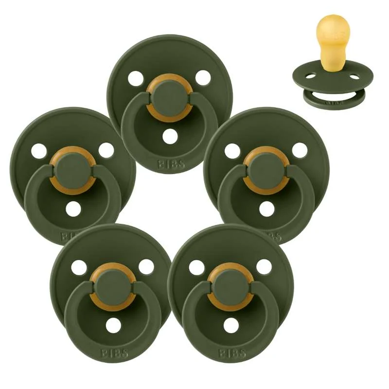 Bibs Rund Colour Napp - bundle - 5 st. - strl. 3 - Jägaregrön