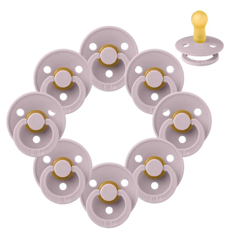 Bibs Round Colour Pacifier - bundle - 8 pcs. - sz. 2 - Dusky Lilac