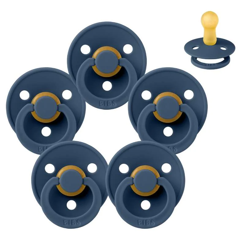 Bibs Round Colour Pacifier - bundle - 5 pcs. - sz. 2 - Steel Blue