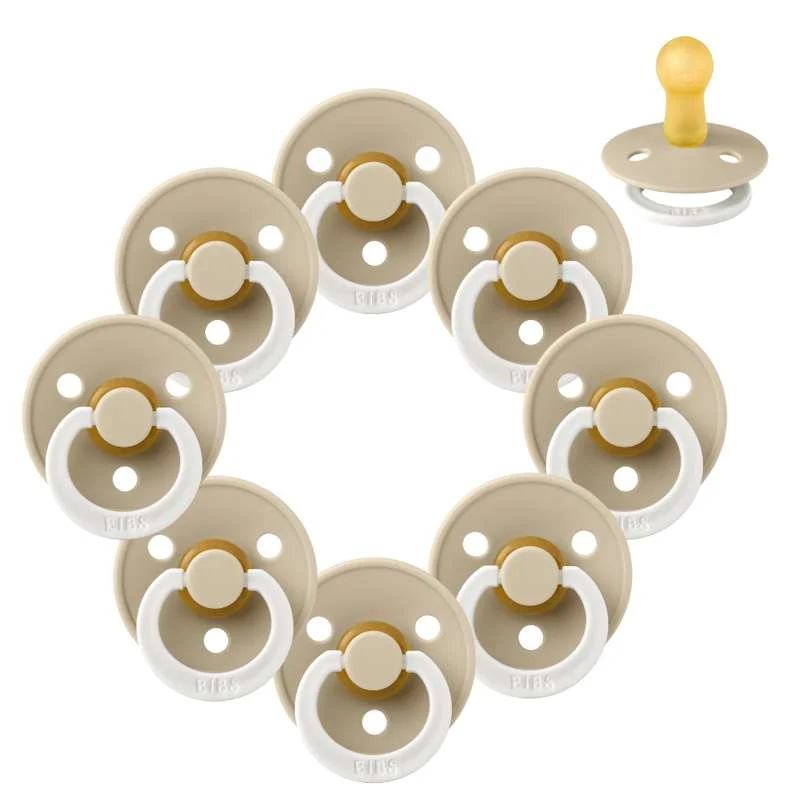 Bibs Round Colour Pacifier - bundle - 8 pcs. - sz. 2 - GLOW - Vanilla