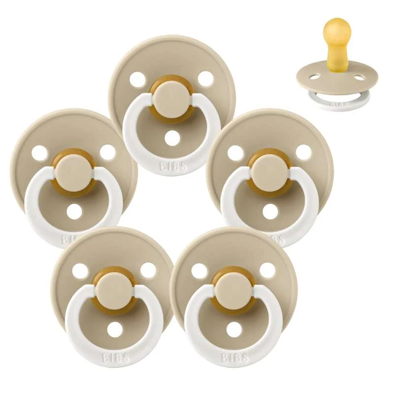 Bibs Round Colour Pacifier - bundle - 5 pcs. - sz. 2 - GLOW - Vanilla
