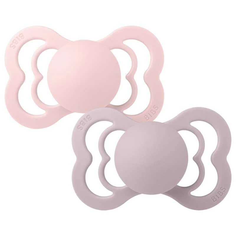 BIBS Symmetrisk Supreme Napp - 2-Pack - Str. 2 - Silikon - Blossom/Dusky Lilac