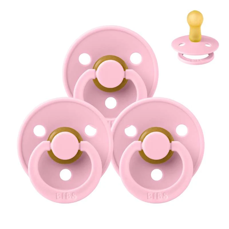 Bibs Round Colour Pacifier - bundle - 3 pcs. - sz. 2 - Baby Pink