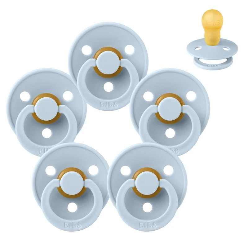 Bibs Round Colour Pacifier - bundle - 5 pcs. - sz. 3 - Baby Blue