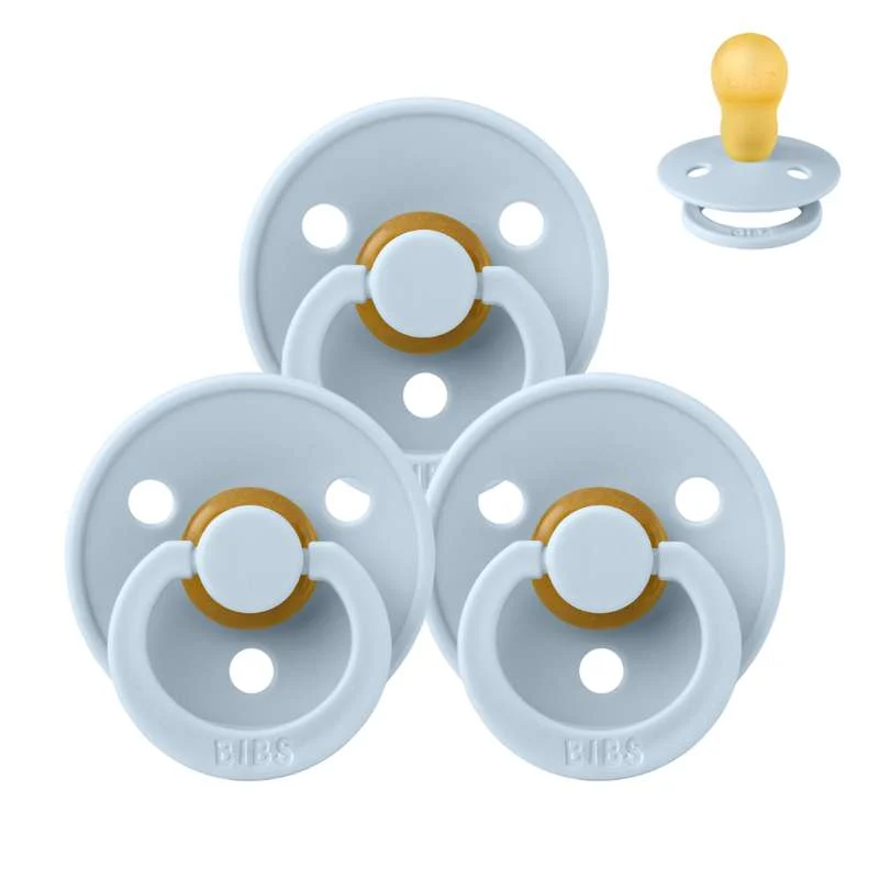 Bibs Round Colour Pacifier - bundle - 3 pcs. - sz. 3 - Baby Blue