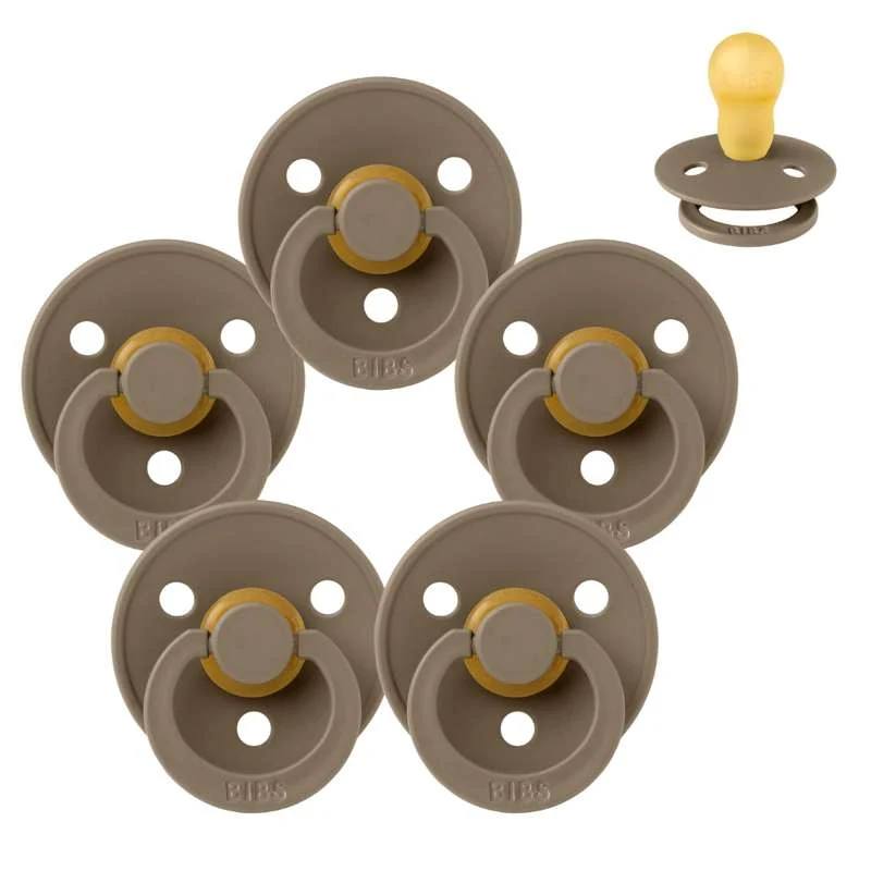 Bibs Round Colour Pacifier - bundle - 5 pcs. - sz. 3 - Dark Oak