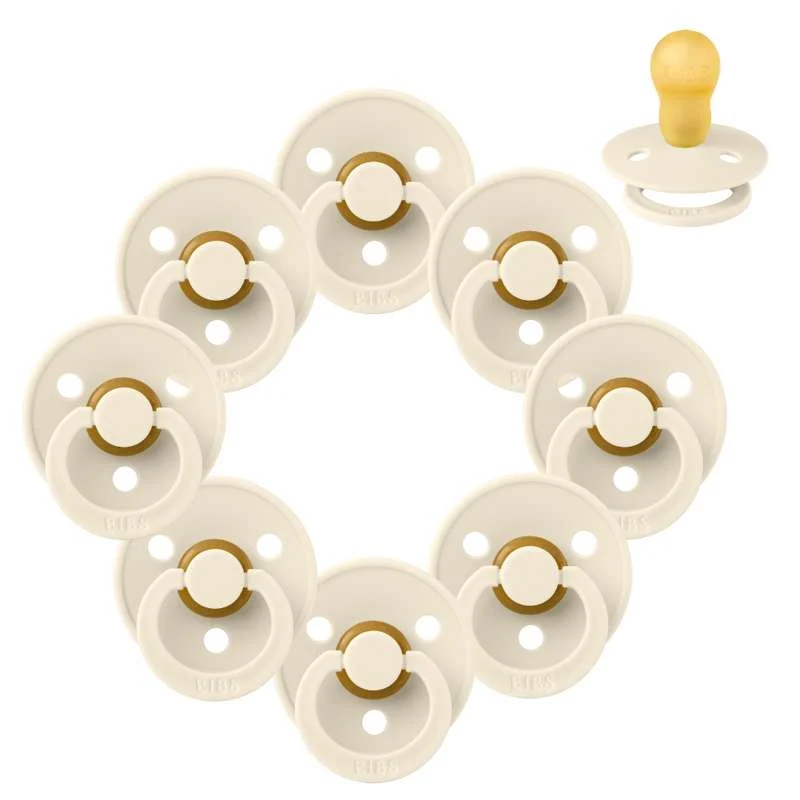 Bibs Round Colour Pacifier - bundle - 8 pcs. - sz. 3 - Ivory