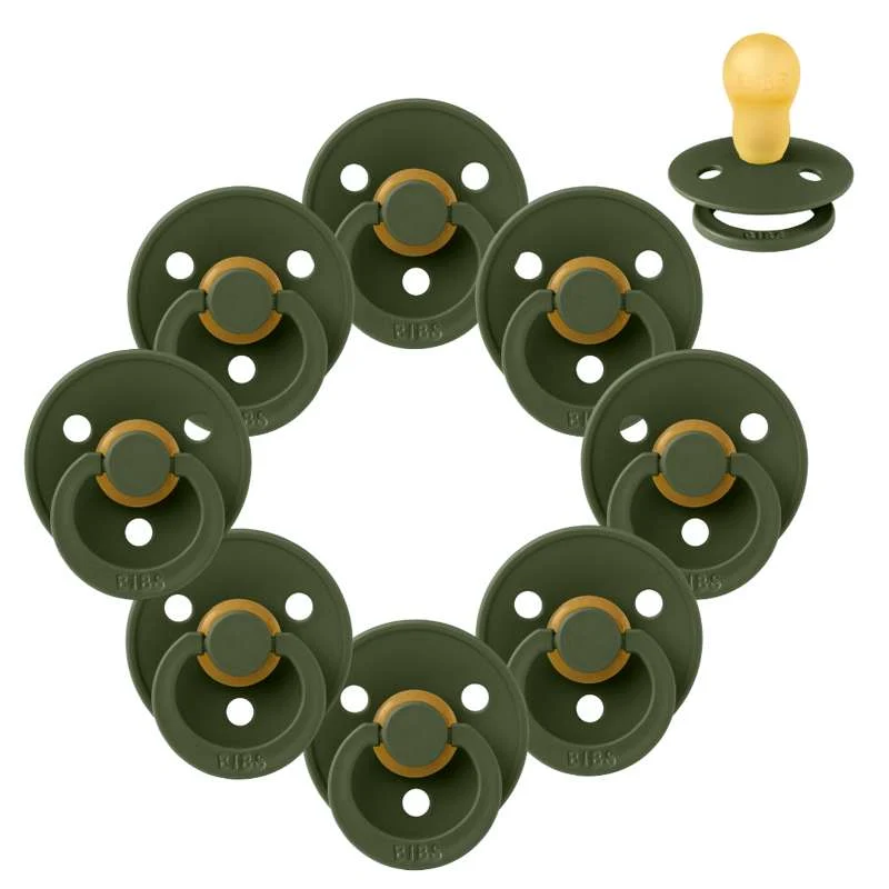 Bibs Rund Colour Napp - bundle - 8 st. - strl. 3 - Jägaregrön