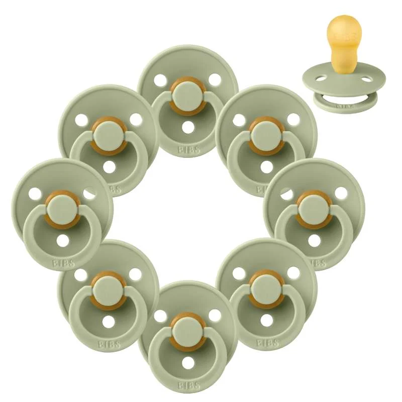 Bibs Round Colour Pacifier - bundle - 8 pcs. - sz. 3 - Sage