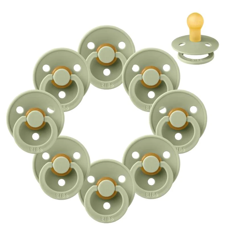 Bibs Round Colour Pacifier - bundle - 8 pcs. - sz. 1 - Sage